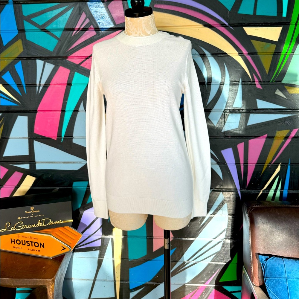 EUC Theory fine knitted white crew neck sweatshirt/sweater, Small